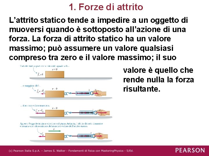 1. Forze di attrito L’attrito statico tende a impedire a un oggetto di muoversi