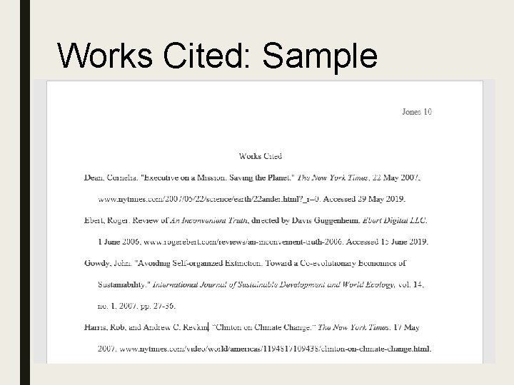 Works Cited: Sample 