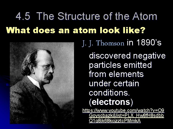 4. 5 The Structure of the Atom What does an atom look like? J.