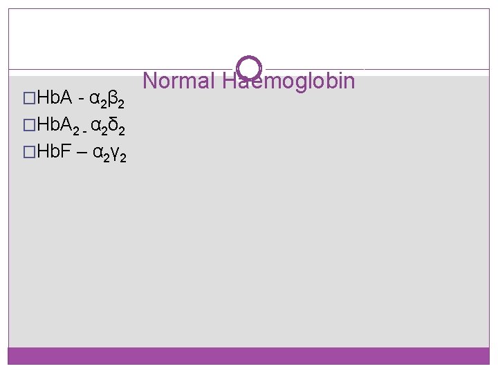 �Hb. A - α 2β 2 �Hb. A 2 - α 2δ 2 �Hb.