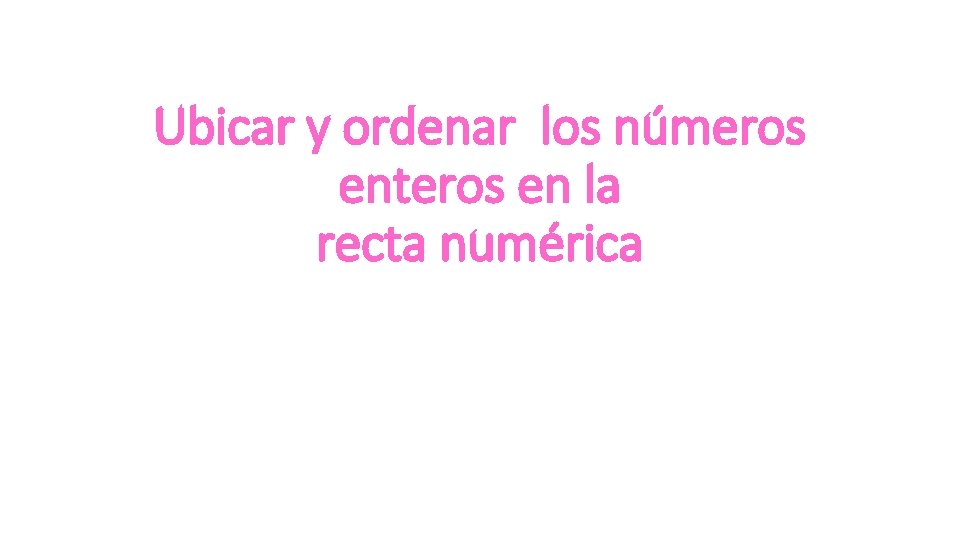 Ubicar y ordenar los números enteros en la recta numérica 