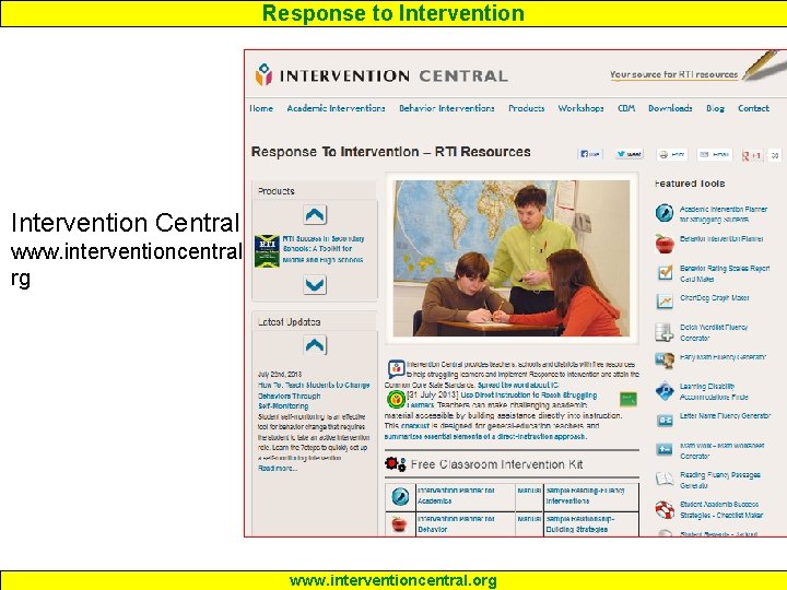 Response to Intervention Central www. interventioncentral. o rg www. interventioncentral. org 