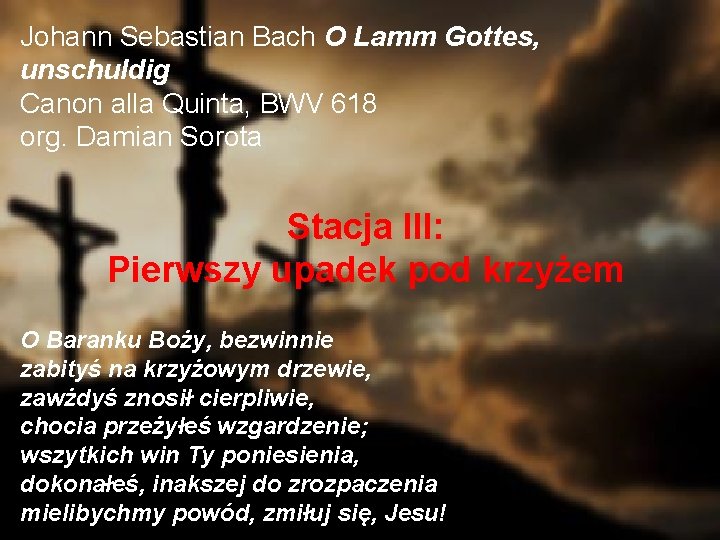 Johann Sebastian Bach O Lamm Gottes, unschuldig Canon alla Quinta, BWV 618 org. Damian