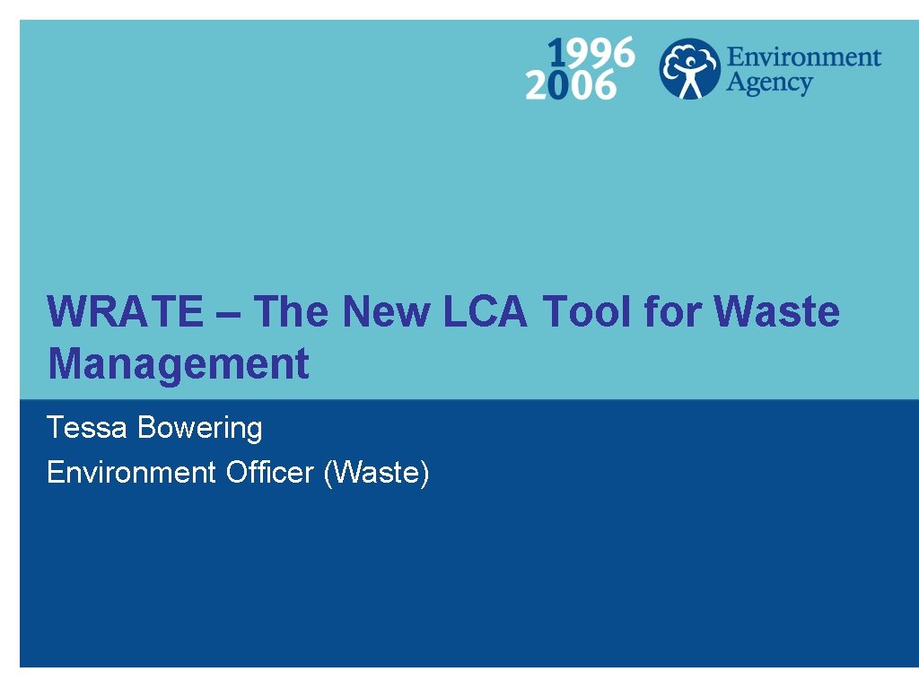 WRATE – The New LCA Tool for Waste Management Tessa Bowering Environment Officer (Waste)
