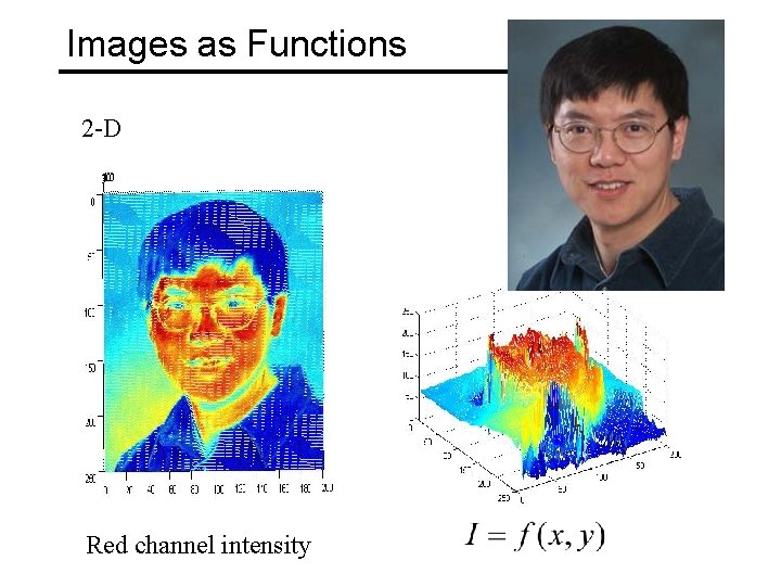 Images as Functions 2 -D Red channel intensity 