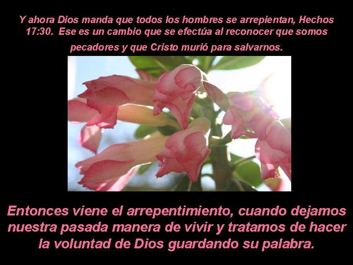 Y ahora Dios manda que todos los hombres se arrepientan, Hechos 17: 30. Ese Y ahora Dios manda que todos los hombres se arrepientan, Hechos 17: 30. Ese
