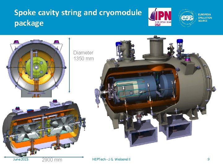 Spoke cavity string and cryomodule package Diameter 1350 mm June 2015 2900 mm HEPTech Spoke cavity string and cryomodule package Diameter 1350 mm June 2015 2900 mm HEPTech