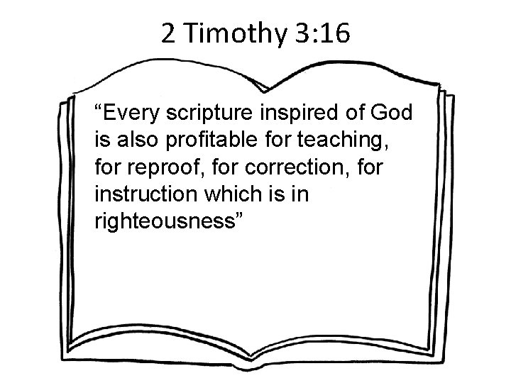 2 Timothy 3: 16 “Every scripture inspired of God is also profitable for teaching,