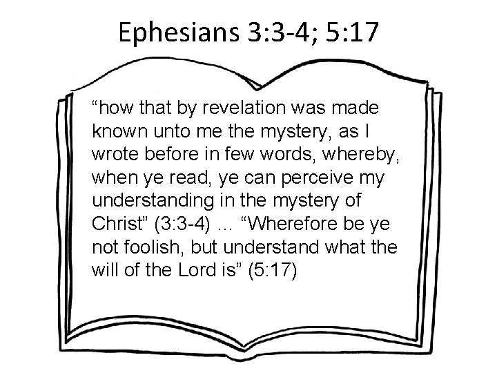 Ephesians 3: 3 -4; 5: 17 “how that by revelation was made known unto