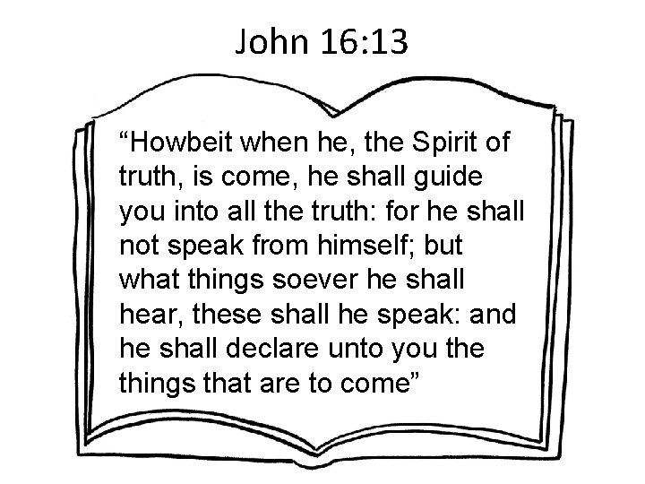 John 16: 13 “Howbeit when he, the Spirit of truth, is come, he shall