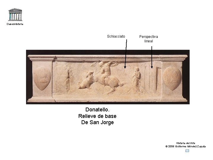 Claseshistoria Schiacciato Perspectiva lineal Donatello. Relieve de base De San Jorge Historia del Arte