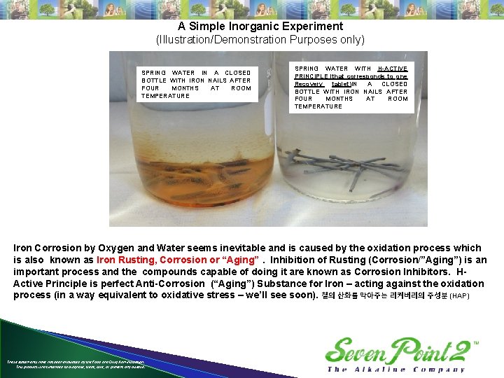 A Simple Inorganic Experiment (Illustration/Demonstration Purposes only) SPRING WATER IN A CLOSED BOTTLE WITH A Simple Inorganic Experiment (Illustration/Demonstration Purposes only) SPRING WATER IN A CLOSED BOTTLE WITH