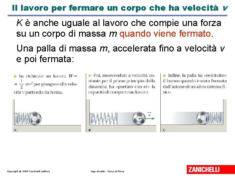 Il lavoro per fermare un corpo che ha velocità v K è anche uguale