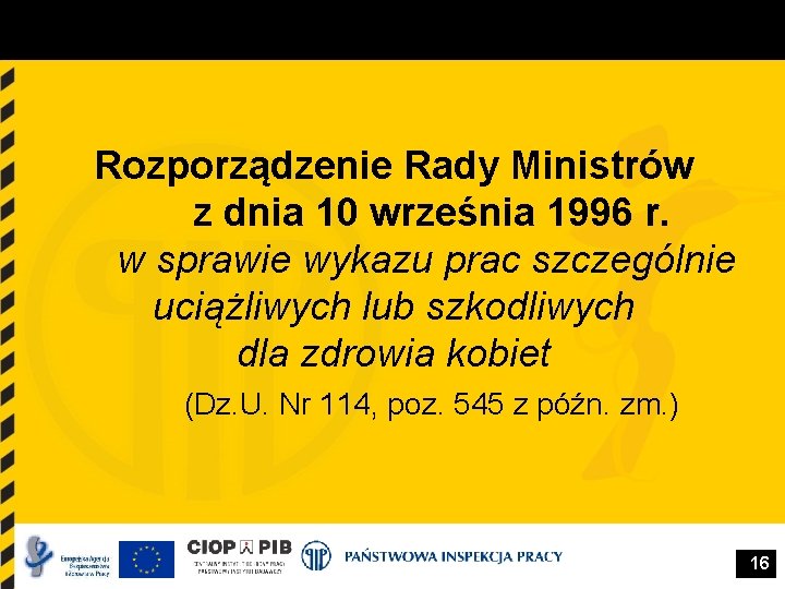 Rozporządzenie Rady Ministrów z dnia 10 września 1996 r. w sprawie wykazu prac szczególnie