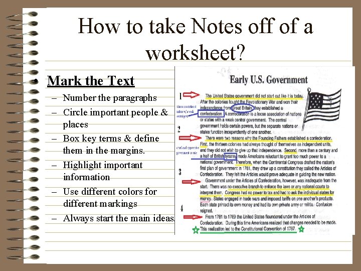 How to take Notes off of a worksheet? • Mark the Text – Number