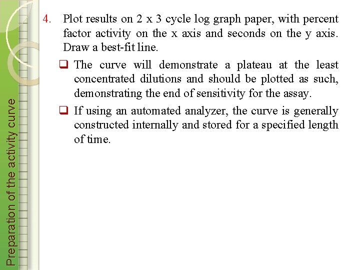 Preparation of the activity curve 4. Plot results on 2 x 3 cycle log