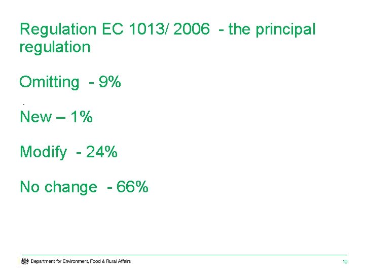 Regulation EC 1013/ 2006 - the principal regulation Omitting - 9%. New – 1%