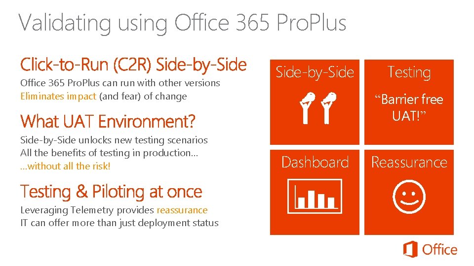 Validating using Office 365 Pro. Plus can run with other versions Eliminates impact (and