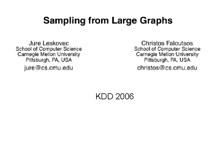 KDD 2006 