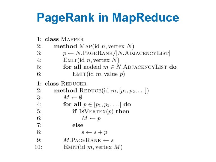 Page. Rank in Map. Reduce 