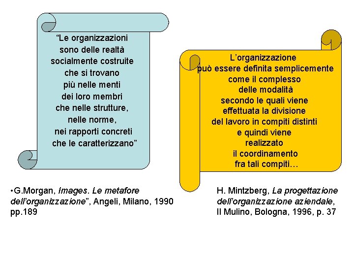 “Le organizzazioni sono delle realtà socialmente costruite che si trovano più nelle menti dei