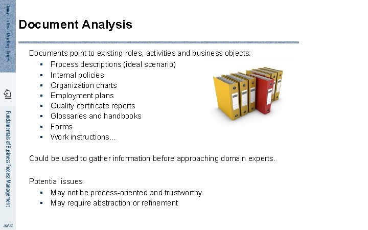 1 6 Document Analysis Documents point to existing roles, activities and business objects: §