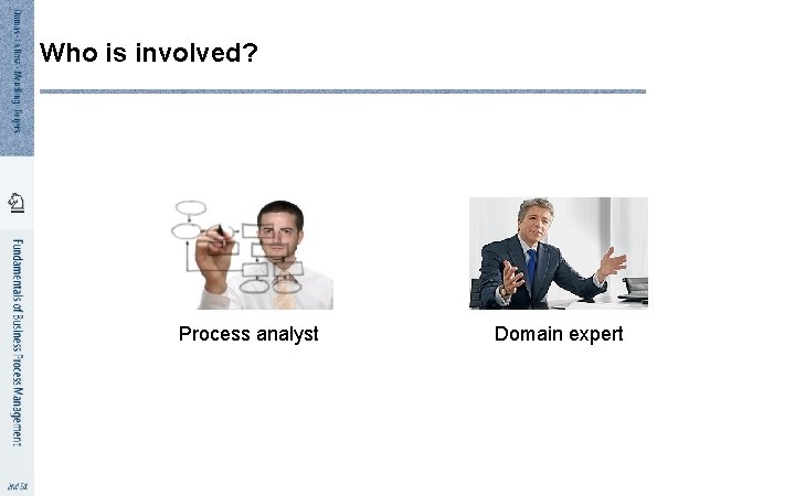 5 Who is involved? Process analyst Domain expert 
