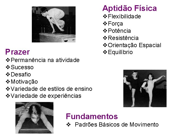 Aptidão Física v. Flexibilidade v. Força v. Potência v. Resistência v. Orientação Espacial v.