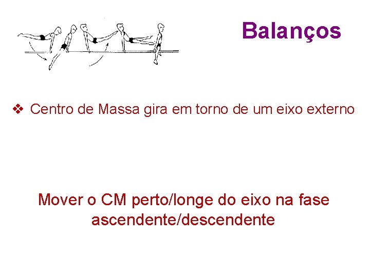 Balanços v Centro de Massa gira em torno de um eixo externo Mover o
