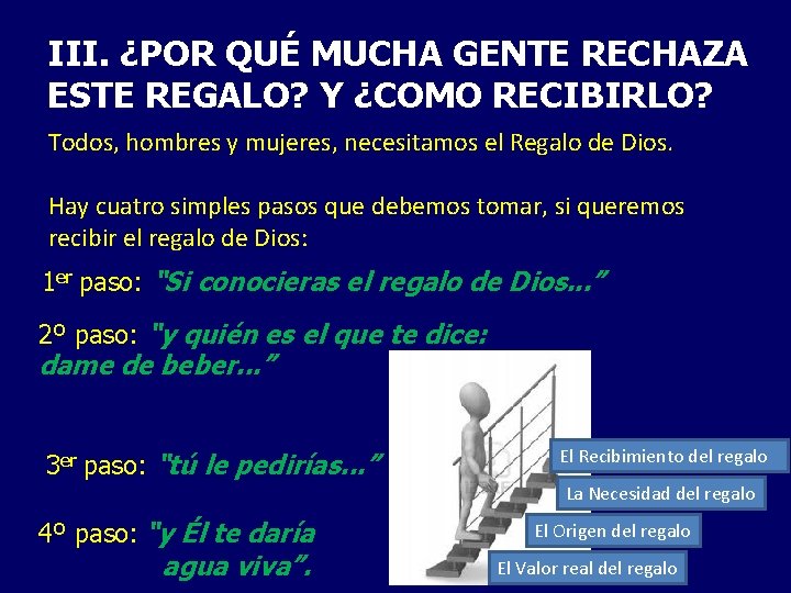 III. ¿POR QUÉ MUCHA GENTE RECHAZA ESTE REGALO? Y ¿COMO RECIBIRLO? Todos, hombres y