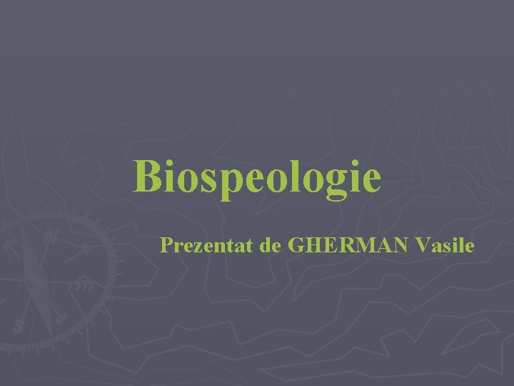 Biospeologie Prezentat de GHERMAN Vasile 