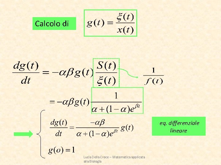 Calcolo di eq. differenziale lineare Lucia Della Croce – Matematica applicata alla Biologia 