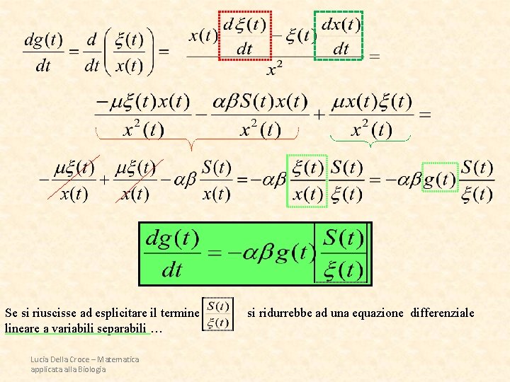 Se si riuscisse ad esplicitare il termine lineare a variabili separabili … Lucia Della