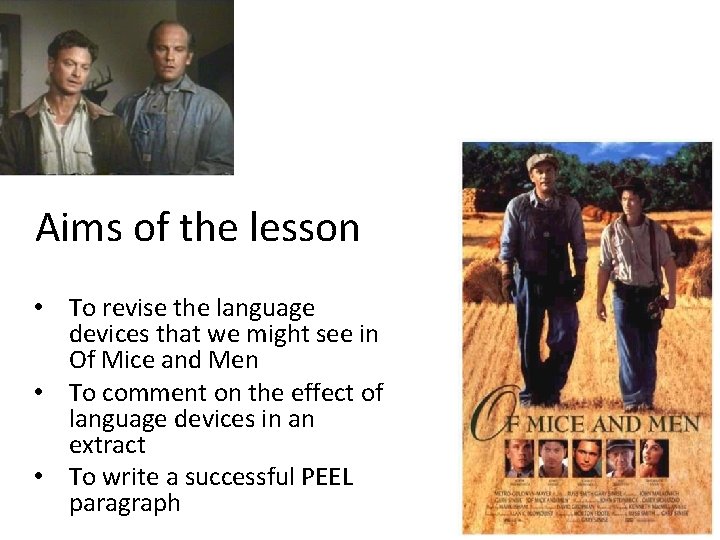 Aims of the lesson • To revise the language devices that we might see