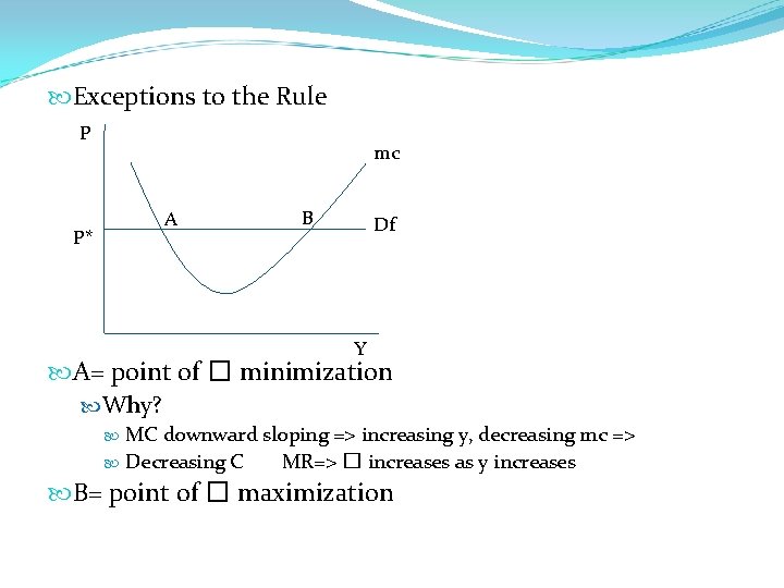  Exceptions to the Rule P P* mc A B Df Y A= point