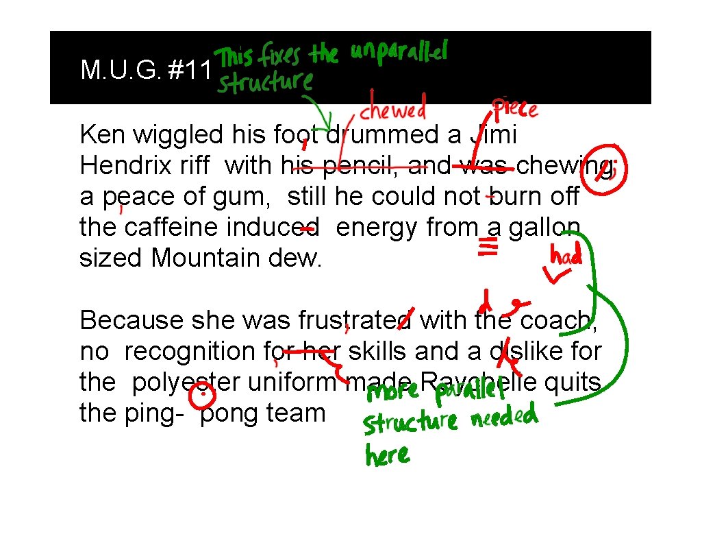 M. U. G. #11 Ken wiggled his foot drummed a Jimi Hendrix riff with