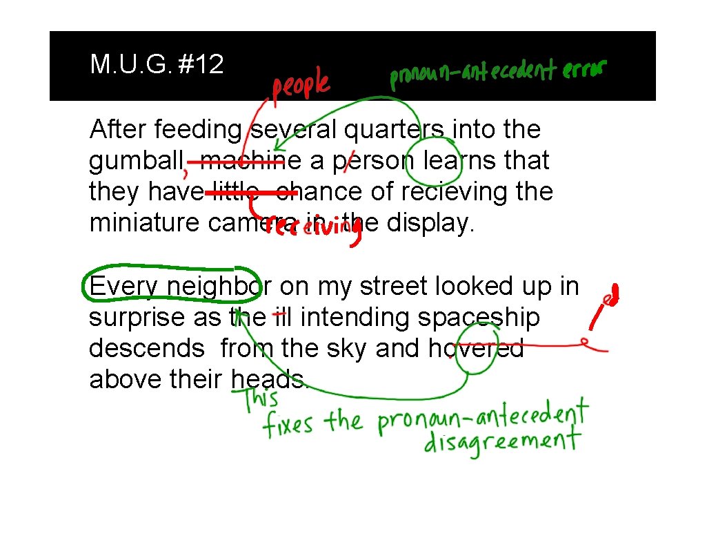 M. U. G. #12 After feeding several quarters into the gumball machine a person