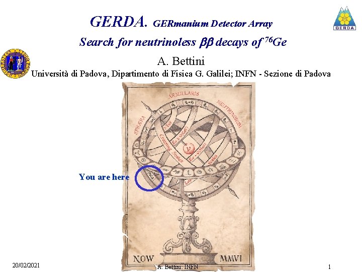 GERDA. GERmanium Detector Array Search for neutrinoless decays of 76 Ge A. Bettini Università