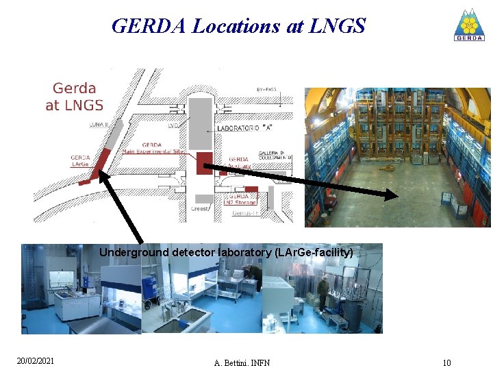 GERDA Locations at LNGS Underground detector laboratory (LAr. Ge-facility) 20/02/2021 A. Bettini. INFN 10