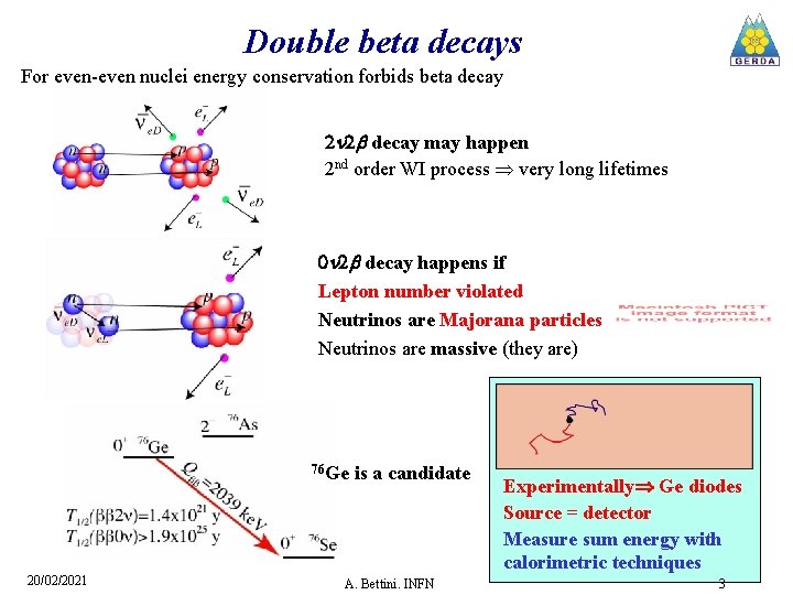 Double beta decays For even-even nuclei energy conservation forbids beta decay 2 n 2