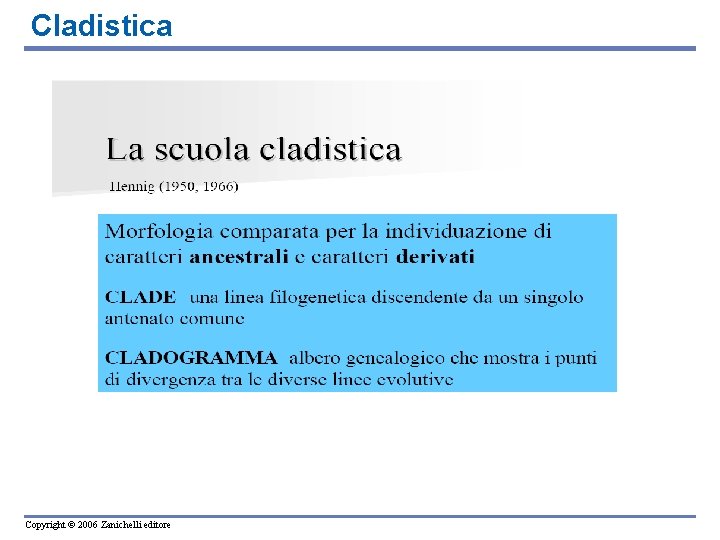 Cladistica Copyright © 2006 Zanichelli editore 