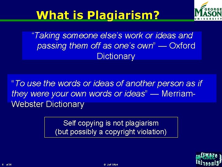What is Plagiarism? “Taking someone else’s work or ideas and passing them off as