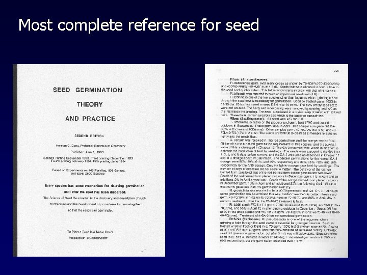 Most complete reference for seed 