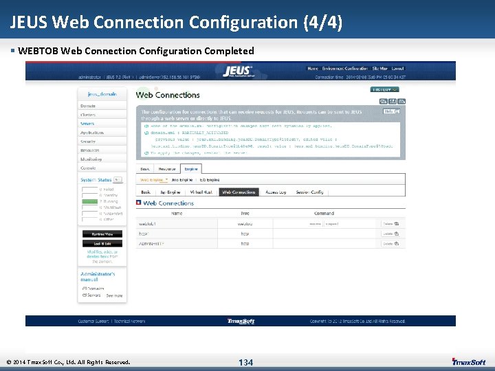 JEUS Web Connection Configuration (4/4) § WEBTOB Web Connection Configuration Completed © 2014 Tmax.