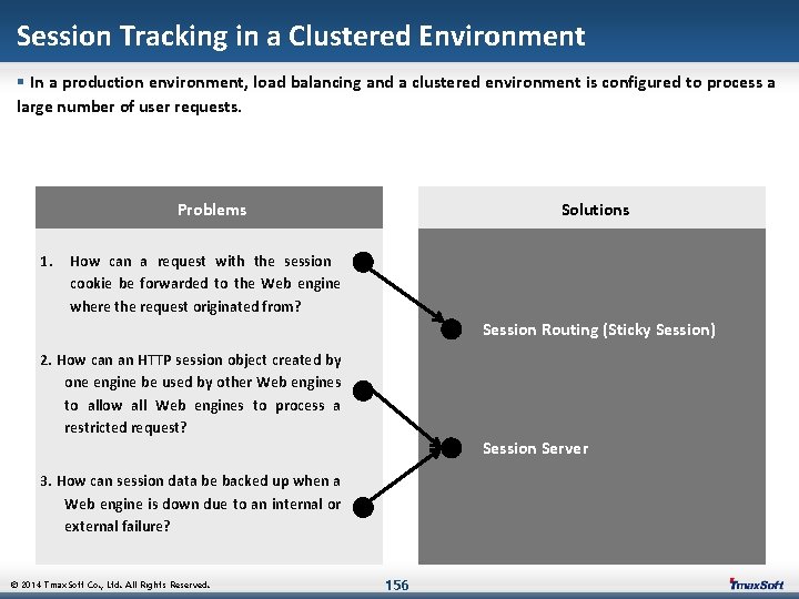 Session Tracking in a Clustered Environment § In a production environment, load balancing and