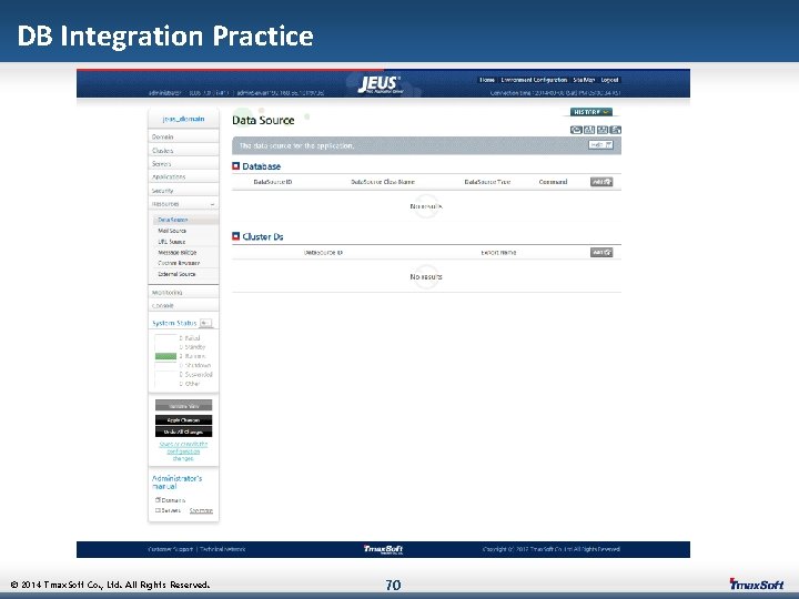 DB Integration Practice © 2014 Tmax. Soft Co. , Ltd. All Rights Reserved. 70