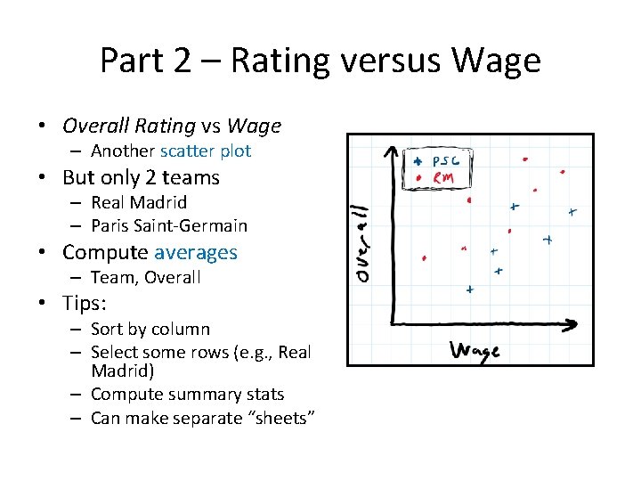 Part 2 – Rating versus Wage • Overall Rating vs Wage – Another scatter