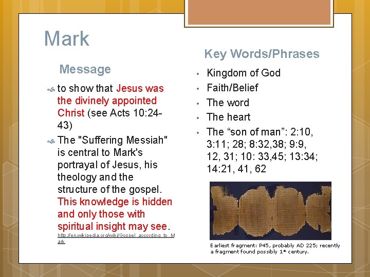 Mark Message to show that Jesus was the divinely appointed Christ (see Acts 10: