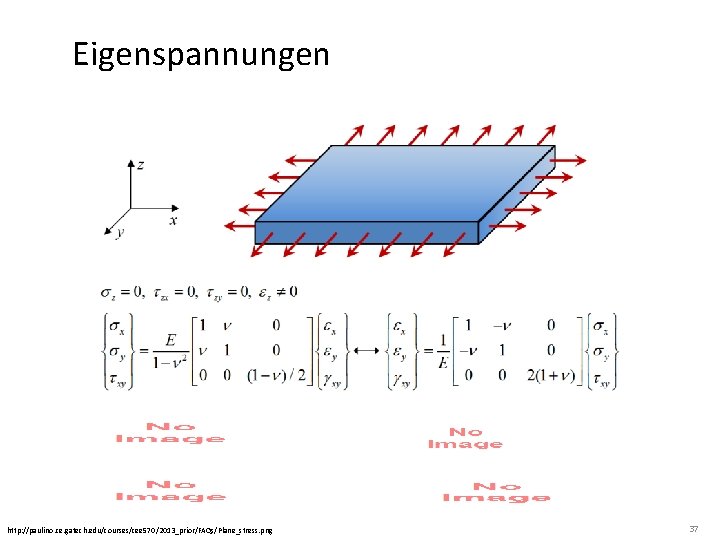 Eigenspannungen http: //paulino. ce. gatech. edu/courses/cee 570/2013_prior/FAQs/Plane_stress. png 37 