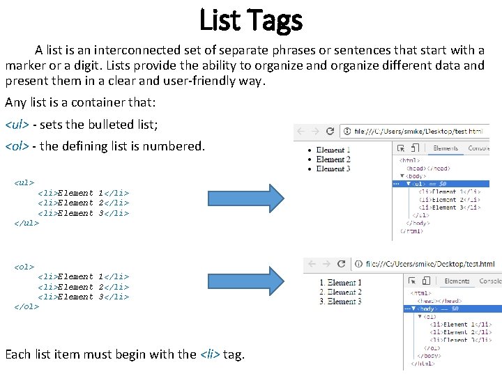 List Tags A list is an interconnected set of separate phrases or sentences that List Tags A list is an interconnected set of separate phrases or sentences that